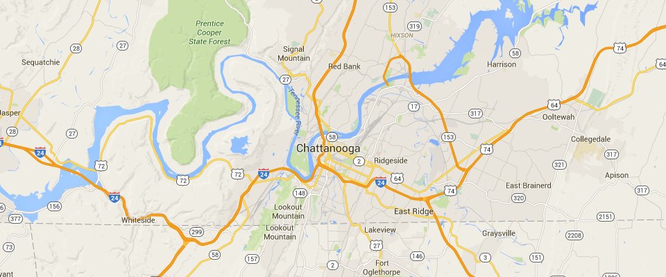 Chattanooga Disposal Dumpster Rental Service Area Map